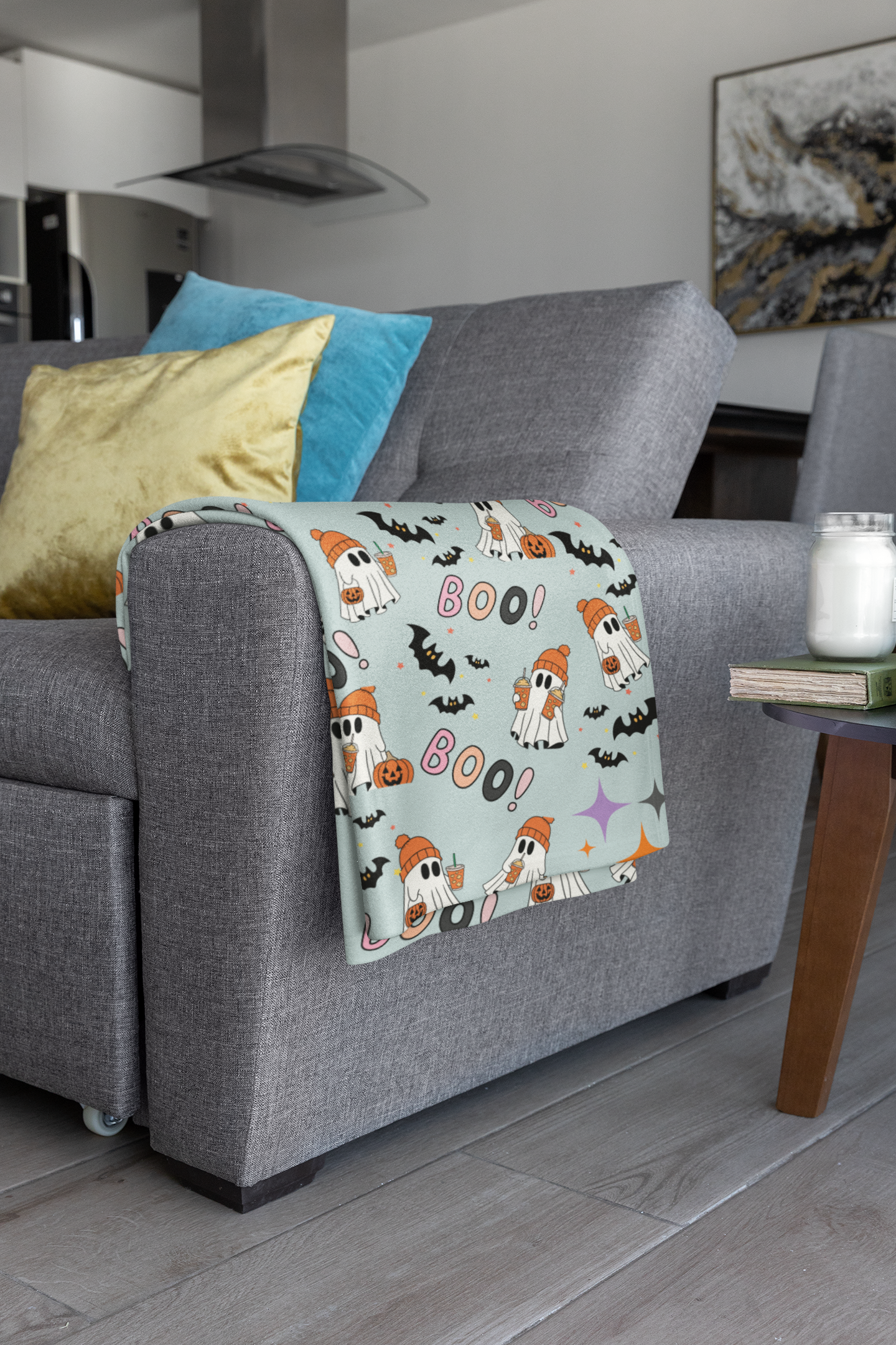 Halloween Blanket | Boo | Ghost | Bats | Pumpkin Latte