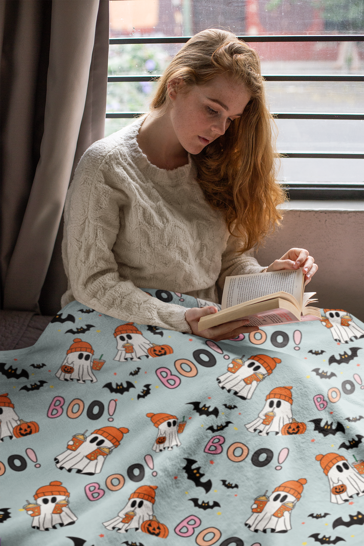 Halloween Blanket | Boo | Ghost | Bats | Pumpkin Latte