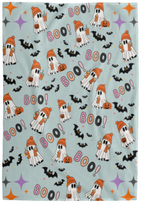 Halloween Blanket | Boo | Ghost | Bats | Pumpkin Latte