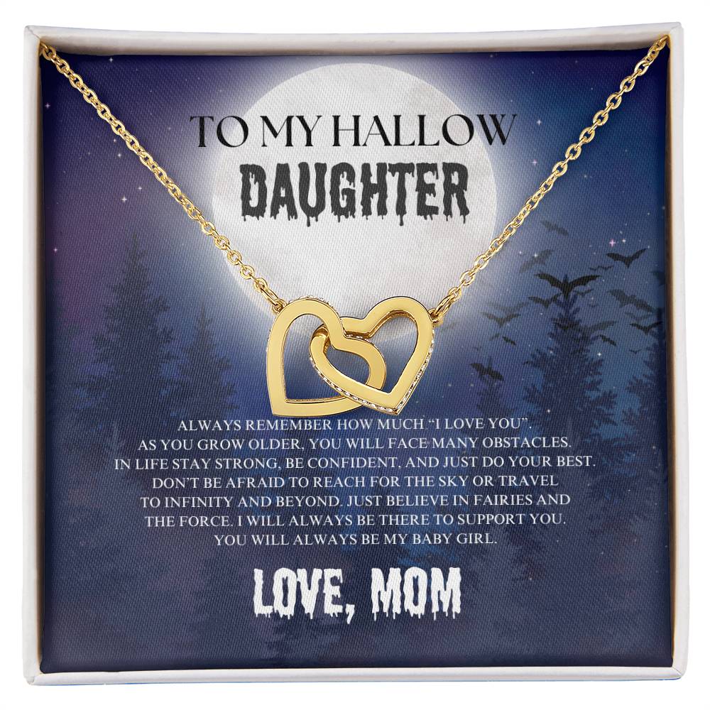 To My Hallow Daughter | Halloween | Love Mom | Interlocking Hearts Necklace