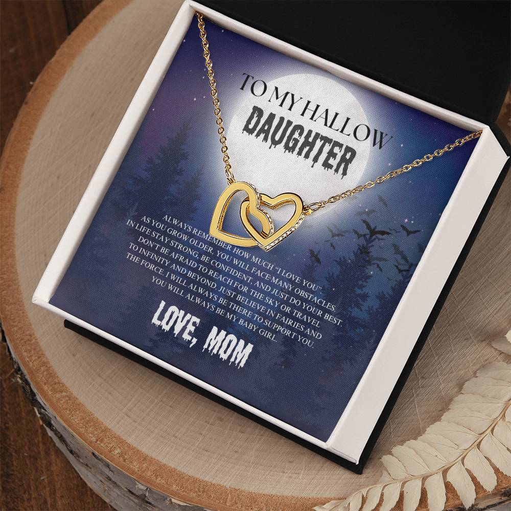 To My Hallow Daughter | Halloween | Love Mom | Interlocking Hearts Necklace