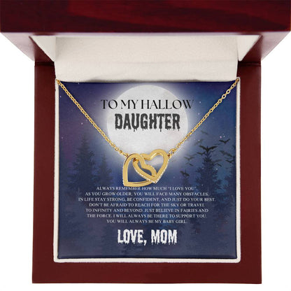 To My Hallow Daughter | Halloween | Love Mom | Interlocking Hearts Necklace