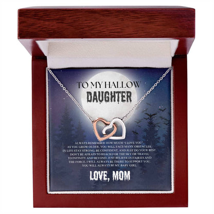 To My Hallow Daughter | Halloween | Love Mom | Interlocking Hearts Necklace