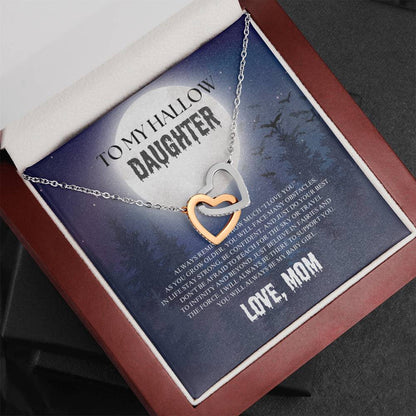 To My Hallow Daughter | Halloween | Love Mom | Interlocking Hearts Necklace