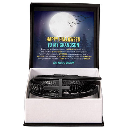 Grandson | Happy Halloween | Love Grandpa | Cross Bracelet